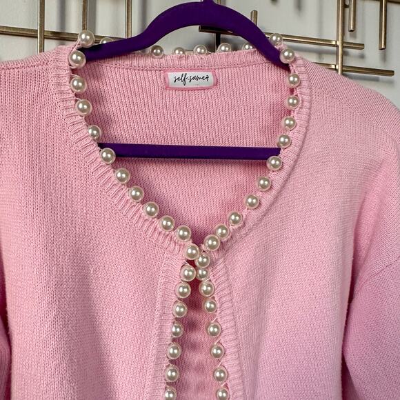 Self-Same Pink Pearl Charlotte Cotton Cardigan Loveshack Fancy - Picture 5 of 16